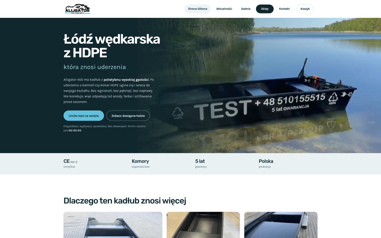 Podgląd strony Alligator Boats
